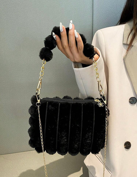 Black Plush Handbag 🖤